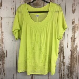 Advance Blouse, Size 3X.  Bright Lime Green.  In good used condition!